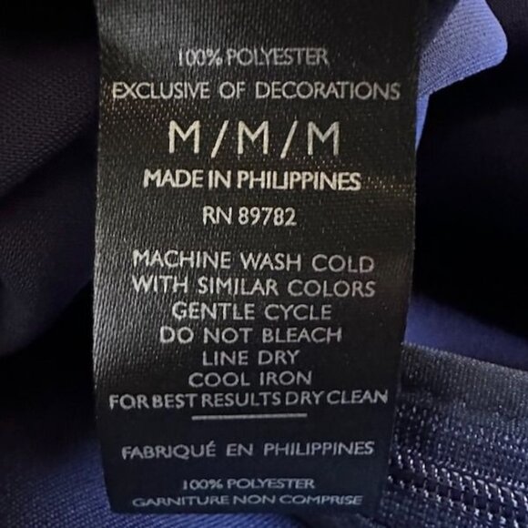 Natori Navy Blue Crepe Cape Dress V-Neck Belted Size M NWT - Picture 8 of 10